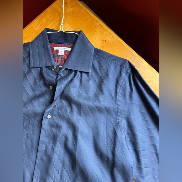 Banana republic men’s blue shirt with cuff sleeves in red SZ L neck sz 16 -16.5 - Picture 2 of 7